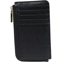 Coccinelle Leren kaarthouder Metallic Soft Card Holder Noir zwart
