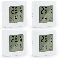 Aihontai 4-pack digitale mini-binnenthermometers, zeer nauwkeurige wandgemonteerde binnenhygrometers voor thuis en in het magazijn