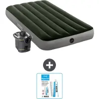 Intex luchtbed - 1 persoon - 99 x 191 x 25 cm - Groen - Inclusief pomp - Reparatieset