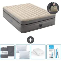 Intex Luchtbed - 2-Persoons - 152 x 203 x 51 cm - Grijs - Inclusief pomp - Hoeslaken - Kussen - Reparatieset en Kussenbeschermer