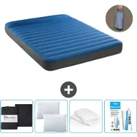 Intex Luchtbed - 2-Persoons - 152 x 203 x 22 cm - Blauw - Inclusief pomp - Hoeslaken - Kussen - Reparatieset en Kussenbeschermer