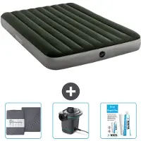 Intex Luchtbed - 2-Persoons - 152 x 203 x 25 cm - Groen - Inclusief Hoeslaken - Pomp en Reparatieset