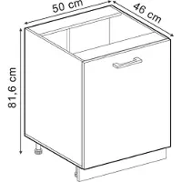 Vicco Keukenonderkast R-Line, Zwart hoogglans/Antraciet, 50 cm zonder werkblad