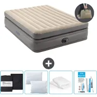 OEM Luchtbed - 2-Persoons - 152 x 203 x 51 cm - Grijs - Inclusief pomp - Hoeslaken - Kussen - Reparatieset en Kussenbeschermer