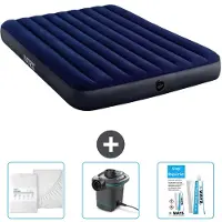 Intex Luchtbed - 2-Persoons - 152 x 203 x 25 cm cm - Blauw - Inclusief Hoeslaken - Pomp en Reparatieset