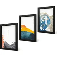 Coloray 4-Delige Schilderij Set - Golven in Japanse grafische stijl - 20 x 30 cm - Moderne Wanddecoratie - Slaapkamer