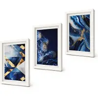 Coloray 3-Delige Schilderij Set - Abstracte, elegante patronen met accenten - 20x30 - Stijlvolle Wanddecoratie - Interieur - Woonkamer Decoratie