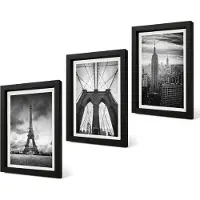Coloray 4-Delige Schilderij Set - Torens en bruggen in monochrome tinten - 20 x 30 cm - Decoratieve Schilderijen - Woonkamer - Interieur - Woonkamer Decoratie