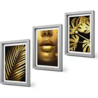 Coloray 4-Delige Schilderij Set - Palmbladeren Vrouwengezicht Monsterabladeren - 20 x 30 cm - Decoratieve Schilderijen - Woonkamer - Interieur - Muurdecoratie