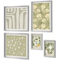 Coloray 4-Delige Schilderij Set - Plantenmotieven in boho-stijl met bloemenaccenten - 50 x 50 cm, 20 x 30 cm en 40 x 60 cm - Muurdecoratie - Wanddecoratie - Hal - Woonkamer Decoratie
