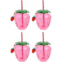 ABOOFAN 4 hawaïaanse papieren bekers met aardbeirietjes voor sap, , water