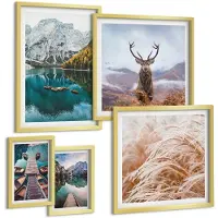 Tulup 5-Delige Schilderij Set - Berglandschappen en natuurlijke schoonheid - 50 x 50 cm, 20 x 30 cm en 40 x 60 cm - Wanddecoratie - Muurdecoratie - Woonkamer - Decoratieve Schilderijen