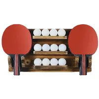 TAUOH Wandgemonteerd Rek voor Pingpongbatjes in Kokosbruin met Montageset voor de Speelkamer