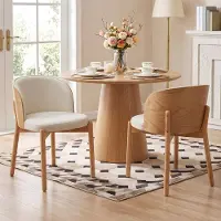 STILVORA Eetkamerstoel Set Van 2 - Met Armleuningen En Gebogen Rugleuning - Voor Eetkamer Woonkamer En Café - Hout - Natuurkleur