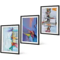 Coloray 3-Delige Schilderij Set - Abstracte Composities In Schilderstijl - 40 x 60 cm - Wanddecoratie - Muurdecoratie - Woonkamer