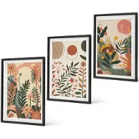 Coloray 4-Delige Schilderij Set - Vintage bloemenpatronen in pasteltinten - 40 x 60 cm - Schilderijen Set - Wanddecoratie - Woonkamer - Decoratieve Schilderijen