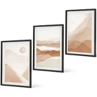Coloray 3-Delige Schilderij Set - Abstracte Landschappen In Bruine En Beige Tinten. - 40 x 60 cm - Stijlvolle Wanddecoratie - Interieur - Interieur Decoratie