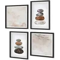 Coloray 4-Delige Schilderij Set - Minimalistisch Boho-Schilderij Van Steenstapels - 40 x 40 cm En 40 x 60 cm - Muurdecoratie - Decoratieve Schilderijen - Wohnzimmer - Moderne Wanddecoratie