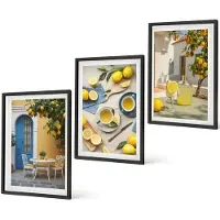 Coloray 4-Delige Schilderij Set - Citroenen Limonade Blauwe Deur Zomer Uitzichten - 40 x 60 cm - Wanddecoratie - Schilderijen Set - Interieur - Decoratieve Schilderijen