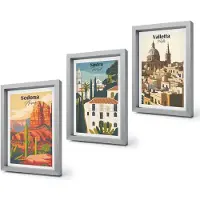 Coloray 4-Delige Schilderij Set - Stadsgezichten in retrostijl van Sedona, Sintra en Valletta - 20 x 30 cm - Muurdecoratie - Wanddecoratie - Slaapkamer - Woonkamer Decoratie