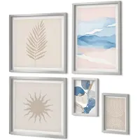 Coloray 5-Delige Schilderij Set - Bloemmotieven, Minimalistische Patronen, Boho-Stijl - 20 x 30 cm - Wanddecoratie - Muurdecoratie - Moderne Interieurdecoratie - Interieur Decoratie