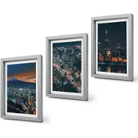 Coloray 4-Delige Schilderij Set - Uitzicht op de stad 's nachts vanaf de bergen met wolkenkrabbers - 20 x 30 cm - Decoratieve Schilderijen - Wanddecoratie - Hal - Moderne Wanddecoratie