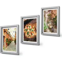 Coloray 4-Delige Schilderij Set - Sfeervolle straatjes met planten en Italiaanse pizza. - 20 x 30 cm - Stijlvolle Wanddecoratie - Interieur - Interieur Decoratie