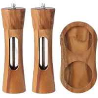 TAUOH Handmatige Peper- en Zoutmolen van Hout met Keramische Kern, Multifunctioneel Keukenhulpmiddel voor Kruiden en Specerijen, Handig Huishoudelijk