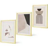 Coloray 3-Delige Schilderij Set - Abstracte Patronen In Tinten Wit En Bruin. - 40 x 40 cm En 40 x 60 cm - Decoratieve Muurdecoratie - Slaapkamer - Moderne Wanddecoratie