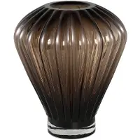 Ptmd Jayci Brown Glass Solid Glass Ribbed Vase S