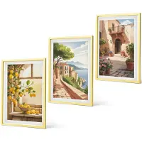 Coloray 3-Delige Schilderij Set - Rustige Landschappen, Delicate Zomeruitzichten, Boho-Stijl - 40 x 40 cm En 40 x 60 cm - Stijlvolle Wanddecoratie - Interieur - Decoratieve Schilderijen
