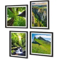 Coloray 4-Delige Schilderij Set - Groene Berglandschappen Met Waterval En Bos - 40 x 40 cm En 40 x 60 cm - Muurdecoratie - Interieur Decoratie - Woonkamer Decoratie