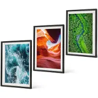 Coloray 3-Delige Schilderij Set - Water In Beweging, Kloof En Bos, Groene Natuur - 40 x 60 cm - Stijlvolle Wanddecoratie - Interieur - Interieur Decoratie