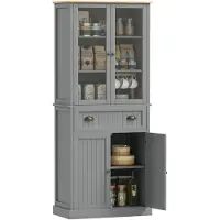 HOMCOM Keukenvoorraadkast - MDF - 76x40x182,5cm - Grijs