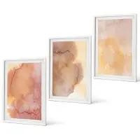 Coloray 3-Delige Schilderij Set - Warme aquarelverf op canvas, kleurrijke texturen - 40x60 - Schilderijen Set - Wanddecoratie - Woonkamer - Woonkamer Decoratie