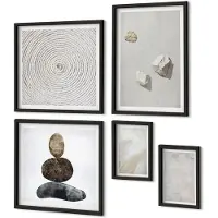 Coloray 5-Delige Schilderij Set - Zandstenen En Moderne Verftexturen - 50 x 50 cm, 20 x 30 cm En 40 x 60 cm - Decoratieve Muurdecoratie - Slaapkamer - Moderne Wanddecoratie