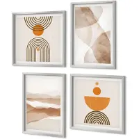 Coloray 4-Delige Schilderij Set - Structuren in verschillende tinten minimalisme - 40 x 40 cm en 40 x 60 cm - Wanddecoratie - Schilderijen Set - Kantoor - Moderne Wanddecoratie