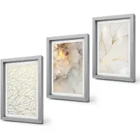 Coloray 4-Delige Schilderij Set - Lineaire bladpatronen Abstract marmer - 20 x 30 cm - Muurdecoratie - Interieur Decoratie - Stijlvolle Muurdecoratie