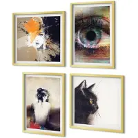 Coloray 4-Delige Schilderij Set - Portret van een vrouwenoog Abstracte kleuren Emoties - 40 x 40 cm en 40 x 60 cm - Muurdecoratie - Decoratieve Schilderijen - Wohnzimmer - Interieur Decoratie