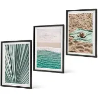 Coloray 3-Delige Schilderij Set - Uitzicht Op Het Strand Aan Zee Tijdens Een Zomervakantie - 40 x 60 cm - Wanddecoratie - Moderne Interieurdecoratie - Stijlvolle Muurdecoratie