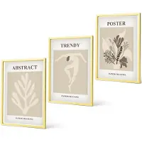 Coloray 3-Delige Schilderij Set - Citroenen Aan Takken Met Blauwe Bladeren. - 40 x 40 cm En 40 x 60 cm - Wanddecoratie - Muurdecoratie - Moderne Interieurdecoratie - Woonkamer Decoratie