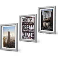Coloray 4-Delige Schilderij Set - Landschappen van New York City met een inspirerend citaat - 20 x 30 cm - Muurdecoratie - Interieur Decoratie
