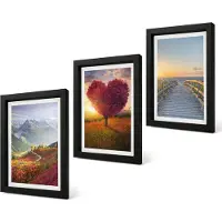 Coloray 4-Delige Schilderij Set - Berglandschappen Hartvormige boompier - 20 x 30 cm - Wanddecoratie - Muurdecoratie - Moderne Interieurdecoratie