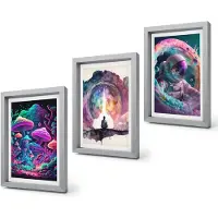 Coloray 4-Delige Schilderij Set - Kleurrijke fantasiekunstillustraties - 20 x 30 cm - Stijlvolle Muurdecoratie - Slaapkamer - Decoratieve Schilderijen