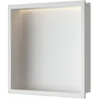 Luca Inbouwnis Nissen 30x30x6,5cm Met LED Verlichting 3000K RVS Mat Wit
