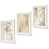 Coloray 3-Delige Schilderij Set - Abstracte patronen in beige en grijze tinten. - 20x30 - Muurdecoratie - Wanddecoratie - Hal - Interieur Decoratie