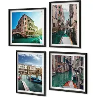 Coloray 4-Delige Schilderij Set - Uitzichten op Venetië met kanalen en stedelijke architectuur. - 40 x 40 cm en 40 x 60 cm - Stijlvolle Muurdecoratie - Slaapkamer - Moderne Wanddecoratie