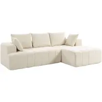 HOMCOM hoekbank - Chenille (100% polyester) - 256 x 158 x 85 cm - Beige