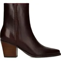 Manfield Burgundy leren enkellaarsjes met hak | Maat 39