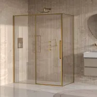 Brauer galactic douchecabine met schuifdeur 160x90x200 omkeerbaar helder glas incl. Glascoating pvd goud geborsteld